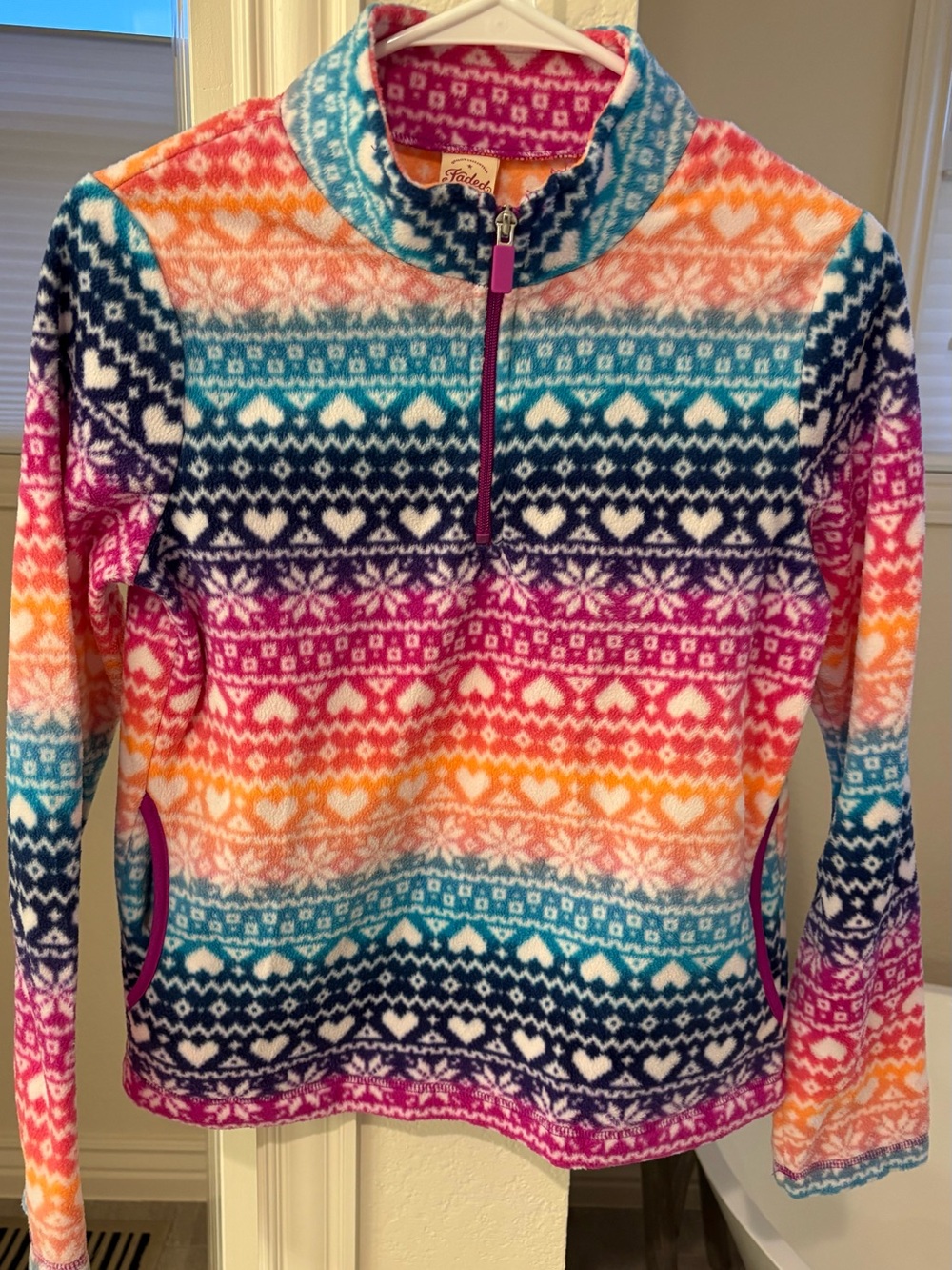 Faded Glory girls youth Multi-Color Fair Isle Half-Zip Fleece Sweater